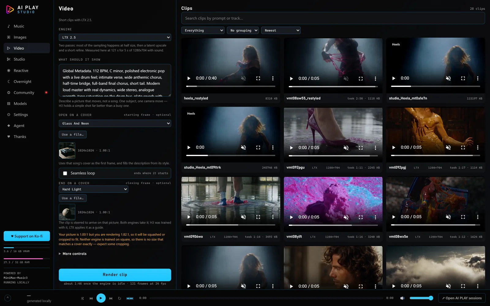 The video screen